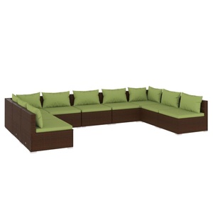 vidaXL, vidaXL 9-tlg. Garten-Lounge-Set mit Kissen Poly Rattan Braun, 