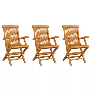 vidaXL, vidaXL Gartenstühle 3 Stk. Massivholz Teak, vidaXL Gartenstühle 3 Stk. Massivholz Teak