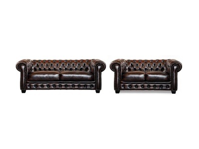LINEA SOFA, Chesterfield Garnitur 3+2 Büffelleder BRENTON Chesterfield Garnitur 3+2 Büffelleder BRENTON, 