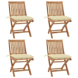 vidaXL, vidaXL Klappbare Gartenstühle mit Kissen 4 Stk. Massivholz Teak