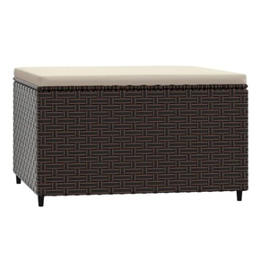 vidaXL, vidaXL Gartenhocker mit Kissen Braun Poly Rattan, vidaXL Gartenhocker mit Kissen Braun Poly Rattan