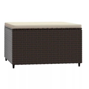 vidaXL, vidaXL Gartenhocker mit Kissen Braun Poly Rattan, vidaXL Gartenhocker mit Kissen Braun Poly Rattan
