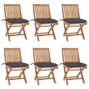 vidaXL, vidaXL Klappbare Gartenstühle mit Kissen 6 Stk. Massivholz Teak