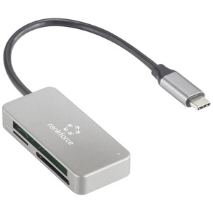 Renkforce, Renkforce RF-PCR-210 USB-Zusatzspeicher Smartphone/Tablet Kartenleser Marmor-Grau, Renkforce RF-PCR-210 Externer Speicherkartenleser USB-C® (USB 3.2 Gen 1) Silber
