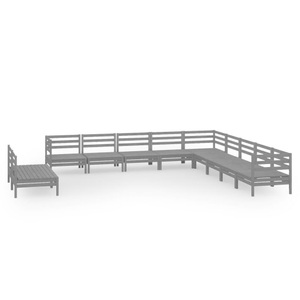 vidaXL, vidaXL 11-tlg. Garten-Lounge-Set Massivholz Kiefer Grau