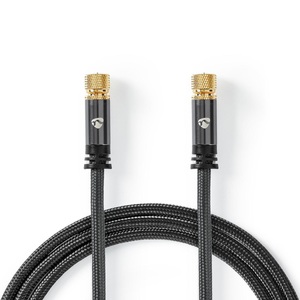 Nedis, Satelliten- & Antennenkabel | F-stecker | F-stecker | Vergoldet | 75 Ohm | Vier Abschirmungen | 5,00 M | Rund | Baumwolle | Grau / Grau Mit Metall | Karton Mit Abgedecktem Fenster Unisex 2 metri, Nedis Satelliten- und Antennenkabel, 5m