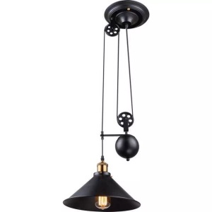 Globo, GLOBO LENIUS Hängeleuchte schwarz, altmessing, 2 Rollen, 90-180 cm, höhenverstellbar,, Einflammige Hängeleuchte Viktor - höhenverstellbar