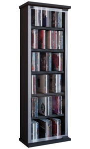VCM, Holz CD DVD Stand Regal Schrank Aufbewahrung Standregal Ständer Classic Glastür Holz CD DVD Stand Regal Schrank Aufbewahrung Standregal Ständer Classic Glastür, VCM - CD Regal Holz | Schrank mit ESG-Sicherheitsglastüren für 204 CDs oder 72 DVDs Maße: H. 92 x B. 31 T. 18 cm Elegantes DVD Rollen |, One Size, Schwarz