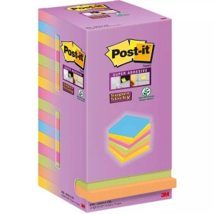 POST-IT, POST-IT Super Sticky Tower 76x76mm 654-16SS-COL farbig 16x90 Blatt, 3M Post-it Super Sticky Tower, 76mm x 76mm, farbig, 654-16SS-COL, (16 x 90 Blatt)