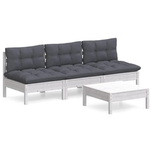 vidaXL, vidaXL 4-tlg. Garten-Lounge-Set mit Anthrazit Kissen Kiefernholz, vidaXL 4-tlg. Garten-Lounge-Set mit Anthrazit Kissen Kiefernholz