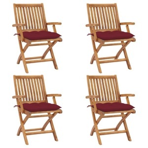 vidaXL, vidaXL Klappbare Gartenstühle mit Kissen 4 Stk. Massivholz Teak