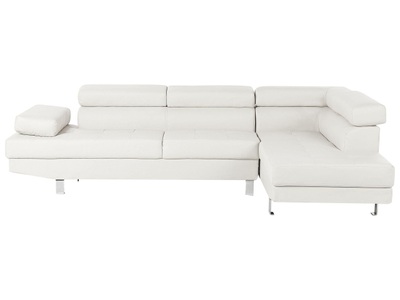 Beliani, Beliani Ecksofa Kunstleder weiss NORREA, Beliani - Ecksofa aus Kunstleder NORREA, One Size, Weiss Bunt