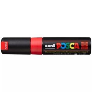 uni-ball, UNI-BALL Posca Marker 8mm PC-8K F.RED fluo rot, Keilspitze, uni-ball Posca Marker, 8mm, fluo rot, Keilspitze, PC-8K F.RED