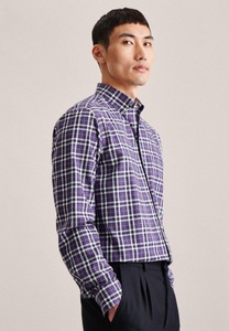 Seidensticker, Flanellhemd Regular Fit Langarm Karo Herren Flieder 46, seidensticker Flanellhemd »Regular« Regular 1/1 Button-Down-Kragen Karo