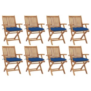 vidaXL, vidaXL Klappbare Gartenstühle mit Kissen 8 Stk. Massivholz Teak