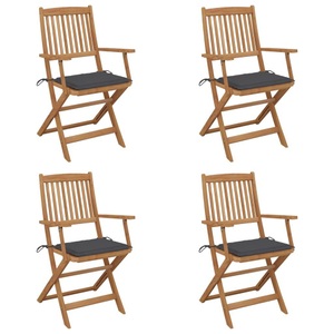 vidaXL, vidaXL Klappbare Gartenstühle 4 Stk. mit Kissen Massivholz Akazie