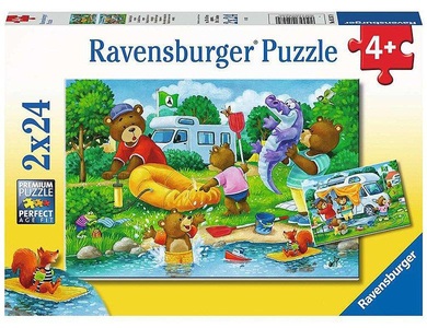 RAVENSBURGER SPIELEVERLAG, Familie Bär geht campen (Puzzle), Ravensburger Kinderpuzzle - Familie Bär geht campen - 2x24 Teile Puzzle für Kinder ab 4 Jahren