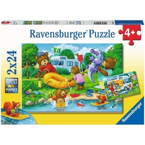 RAVENSBURGER SPIELEVERLAG, Familie Bär geht campen (Puzzle), Ravensburger Kinderpuzzle - Familie Bär geht campen - 2x24 Teile Puzzle für Kinder ab 4 Jahren