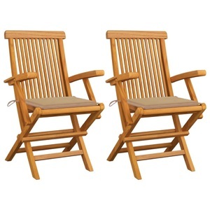 vidaXL, vidaXL Gartenstühle mit Beige Kissen 2 Stk. Massivholz Teak
