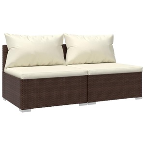 vidaXL, vidaXL 2-tlg. Garten-Lounge-Set mit Kissen Poly Rattan Braun