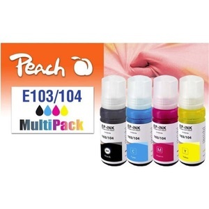 Peach, Peach Spar Pack Tintenpatronen kompatibel zu 104, T00P1, T00P2, T00P3, T00P4, Peach Tinte Epson CISS 103/104 Multi-Pack C/M/Y/BK