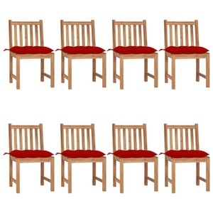 vidaXL, vidaXL Gartenstühle 8 Stk. mit Kissen Massivholz Teak, vidaXL Gartenstühle 8 Stk. mit Kissen Massivholz Teak