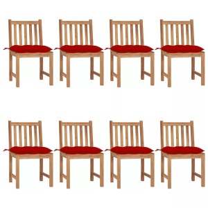 vidaXL, vidaXL Gartenstühle 8 Stk. mit Kissen Massivholz Teak, vidaXL Gartenstühle 8 Stk. mit Kissen Massivholz Teak