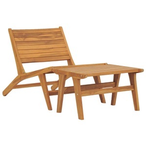 vidaXL, vidaXL Gartenstuhl mit Fußablage Massivholz Teak, vidaXL Gartenstuhl mit Fußablage Massivholz Teak