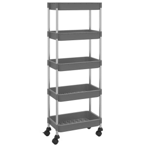 vidaXL, vidaXL Küchenwagen 5 Etagen Grau 42x29x128 cm Eisen und ABS