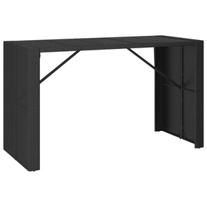 vidaXL, vidaXL Bartisch mit Glasplatte Schwarz 185x80x110 cm Poly Rattan, vidaXL Bartisch mit Glasplatte Schwarz 185x80x110 cm Poly Rattan