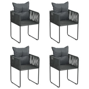 vidaXL, vidaXL Gartenstühle 4 Stk. mit Kissen Poly Rattan Schwarz