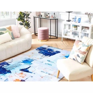 Beliani, Beliani Teppich bunt 160 x 230 cm Kurzflor ADAPAZARI, Beliani - Teppich aus Polyester Modern ADAPAZARI, 160X230CM, Weiss Bedruckt