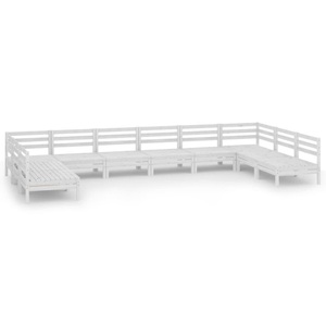 vidaXL, vidaXL 10-tlg. Garten-Lounge-Set Weiß Massivholz Kiefer