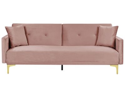 Beliani, Schlafcouch aus Samtstoff Retro LUCAN Schlafcouch aus Samtstoff Retro LUCAN, Beliani - Schlafsofa aus Samtstoff Retro LUCAN, One Size, Pink