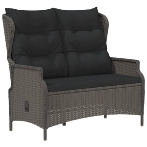 vidaXL, vidaXL Gartenbank 2-Sitzer mit Kissen Schwarz Poly Rattan