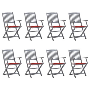 vidaXL, vidaXL Klappbare Gartenstühle 8 Stk. mit Kissen Massivholz Akazie