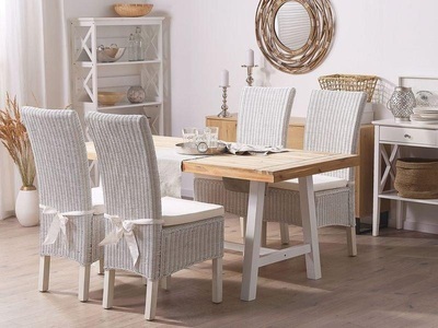 Beliani, Beliani Rattanstuhl weiss 2er Set ANDES, 