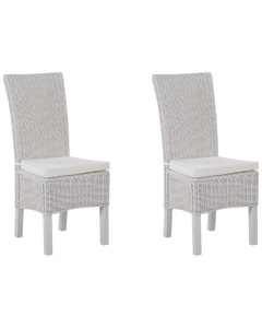 Beliani, Beliani Rattanstuhl weiss 2er Set ANDES, 