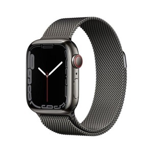 Apple, Apple Watch Series 7 GPS + Cellular 45mm Stainless Steel Case with Graphite Milanese Loop Smartwatch, Apple Watch Series 7 GPS+Cellular 45mm Uhren Unisex
