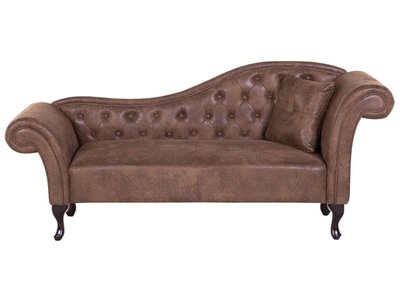 Beliani, Beliani Chaiselongue Kunstleder hellbraun rechtsseitig LATTES, Beliani - Rechtsseitige Chaiselounge aus Kunstwildleder Retro LATTES, One Size, Braun Medium