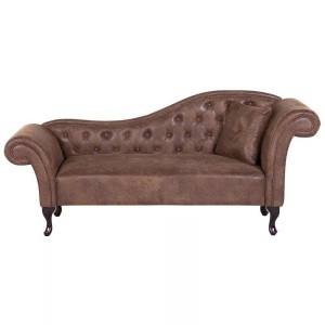 Beliani, Beliani Chaiselongue Kunstleder hellbraun rechtsseitig LATTES, Beliani - Rechtsseitige Chaiselounge aus Kunstwildleder Retro LATTES, One Size, Braun Medium