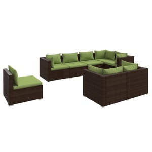vidaXL, vidaXL 8-tlg. Garten-Lounge-Set mit Kissen Poly Rattan Braun, 