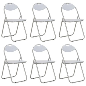 vidaXL, vidaXL Klappbare Esszimmerstühle 6 Stk. Weiß Kunstleder, vidaXL Klappbare Esszimmerstühle 6 Stk. Weiß Kunstleder