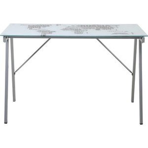 mutoni trend, Schreibtisch Weltkarte glas weiss 120x65, Schreibtisch Weltkarte glas weiss 120x65
