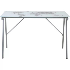 mutoni trend, Schreibtisch Weltkarte glas weiss 120x65, Schreibtisch Weltkarte glas weiss 120x65