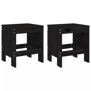 vidaXL, vidaXL Gartenhocker 2 Stk. Schwarz 40x36x45 cm Massivholz Kiefer, vidaXL Gartenhocker 2 Stk. Schwarz 40x36x45 cm Massivholz Kiefer