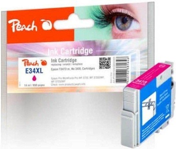 Peach, Peach Tintenpatrone XL magenta kompatibel zu Epson No. 34XL, T3473 m, Peach E34 Druckerpatrone XL ma ersetzt Epson T3473, No. 34XL m, C13T34734010 für z.B. Epson WorkForce Pro WF -3700, Epson WorkForce Pro WF -3720