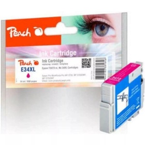 Peach, Peach Tintenpatrone XL magenta kompatibel zu Epson No. 34XL, T3473 m, Peach E34 Druckerpatrone XL ma ersetzt Epson T3473, No. 34XL m, C13T34734010 für z.B. Epson WorkForce Pro WF -3700, Epson WorkForce Pro WF -3720