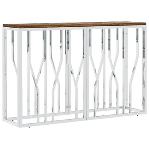 vidaXL, vidaXL Konsolentisch Edelstahl und Massives Altholz, VidaXL - Konsolentisch stahl, One Size, Silber