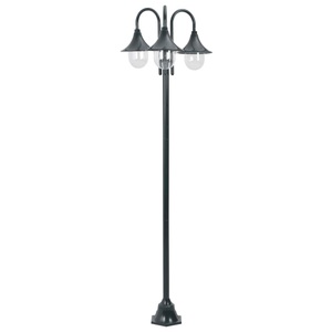 vidaXL, vidaXL Garten-Pollerleuchte E27 220 cm Aluminium 3-Laterne Dunkelgrün, vidaXL Garten-Pollerleuchte E27 220 cm Aluminium 3-Laterne Dunkelgrün